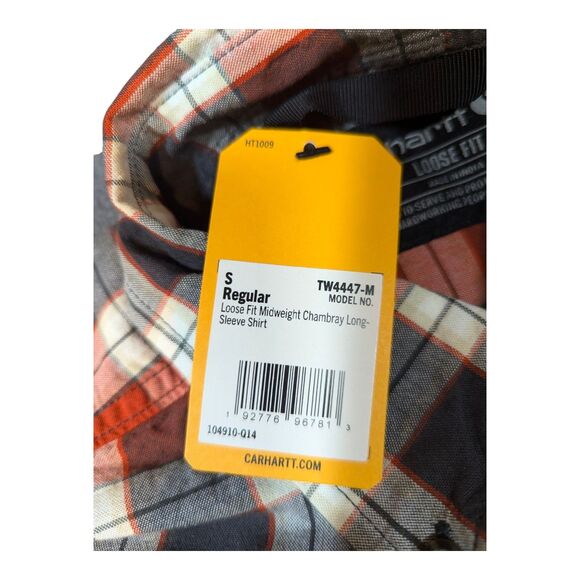 Carhartt NWT Loose Fit Midweight Chambray Long Sleeve Shirt Men’s SMALL 104910 - Picture 5 of 9